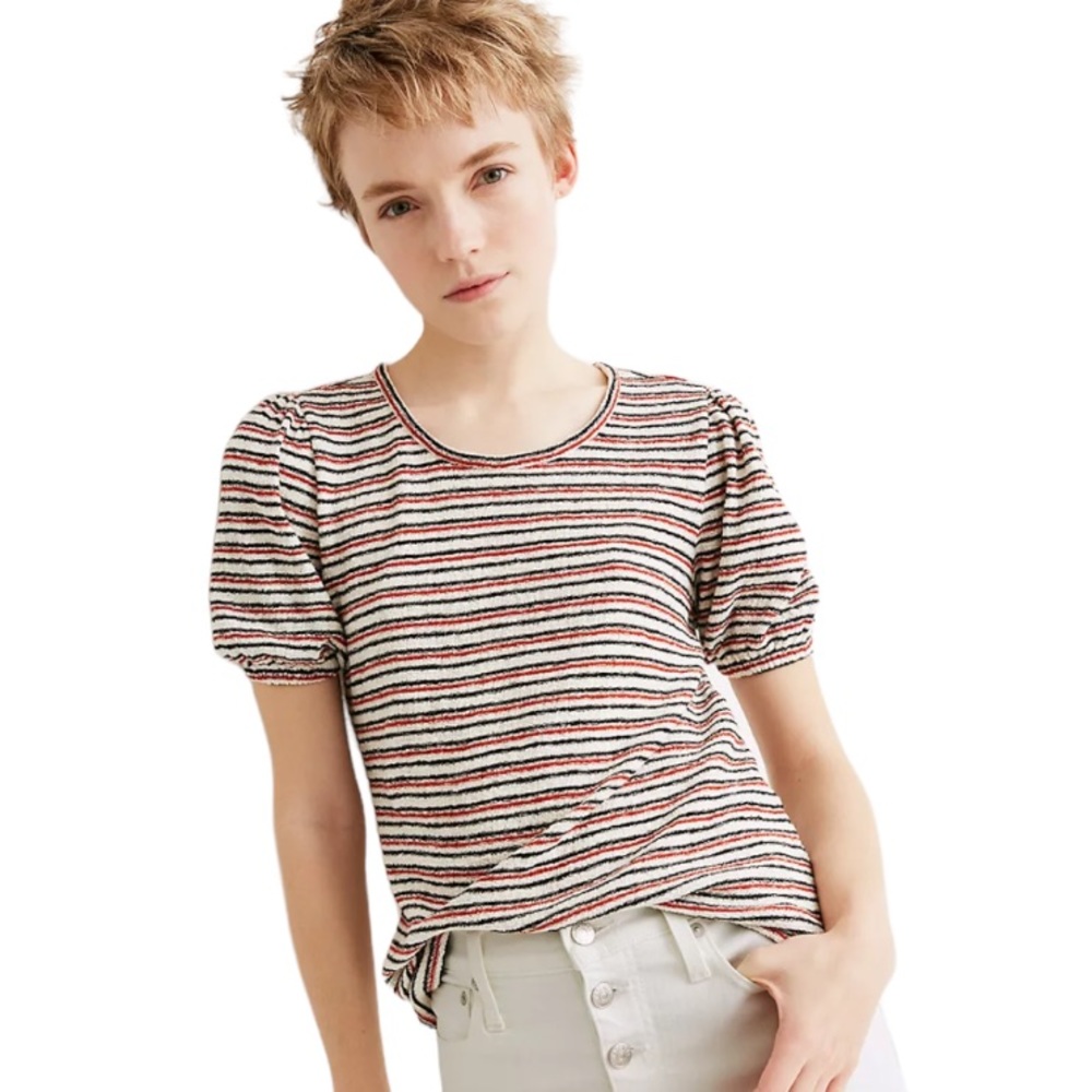 MADEWELL Superlight jacquard puff sleeve striped shirt